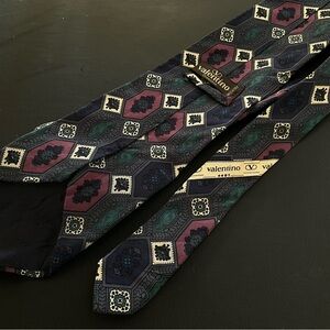 *2for$15*Valentino silk Geometric Patterned Tie - Blue and Purple